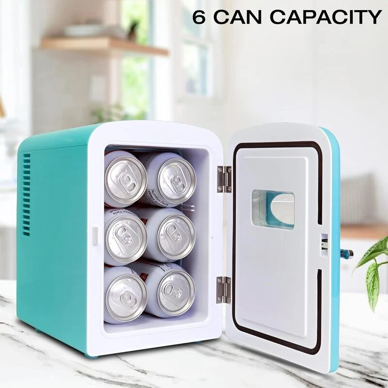 B-Ware Koolatron Retro-Mini Kühlschrank 4L 12V aqua türkis kompakt für Büro Auto