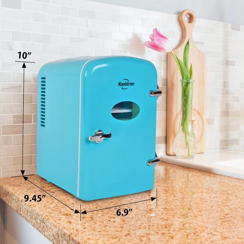 B-Ware Koolatron Retro-Mini Kühlschrank 4L 12V aqua türkis kompakt für Büro Auto