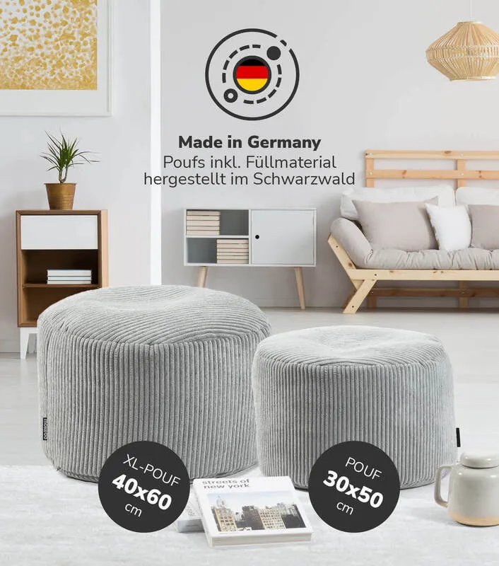 B-Ware mokebo Pouf, Hocker o. Sitzhocker aus Cord 40x60 cm 'Der Faule Lenz', Bodenki223