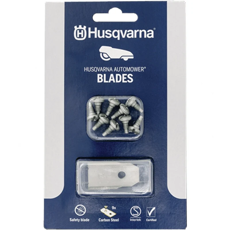 Husqvarna Messerklingensatz passend für Automower Limited Edition, 105, 115H u. a. – 35 mm Inhalt 9 Stück inkl. Schrauben, in Blist