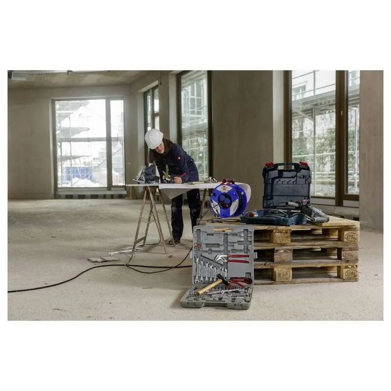 B-Ware Brennenstuhl Kabeltrommel Garant IP44 25m H07RN-F 3G2,5 Gewerbe Baustelle blau