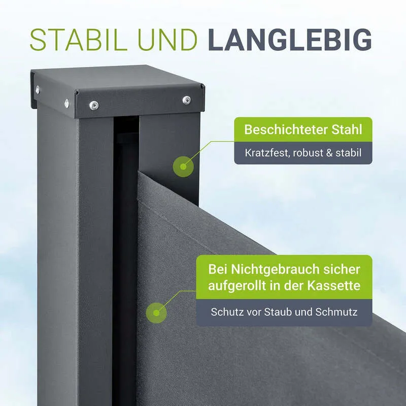 B-Ware Seitenmarkise Dubai Sichtschutz Garten Terrasse 500x190cm Dunkelgrau Polyester