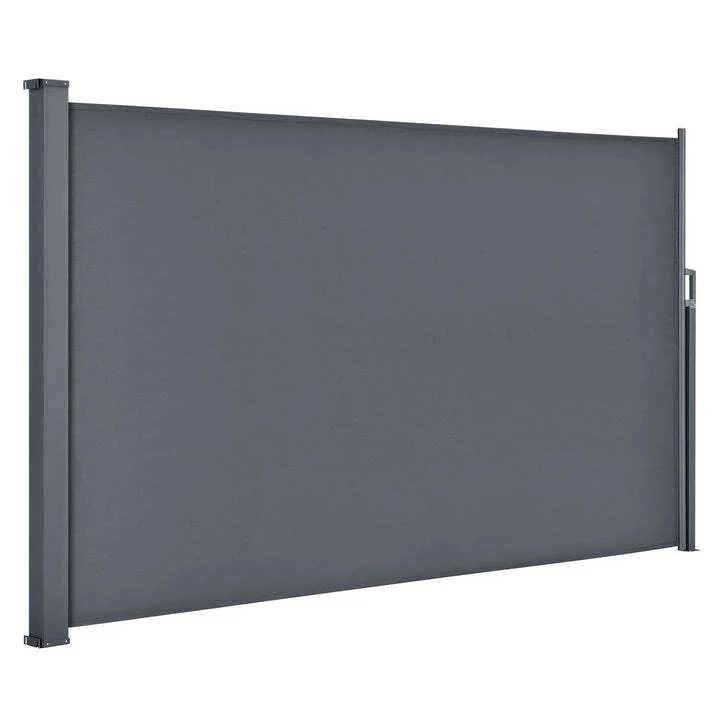 B-Ware Seitenmarkise Dubai Sichtschutz Garten Terrasse Dunkelgrau 300x160cm ausziehbar