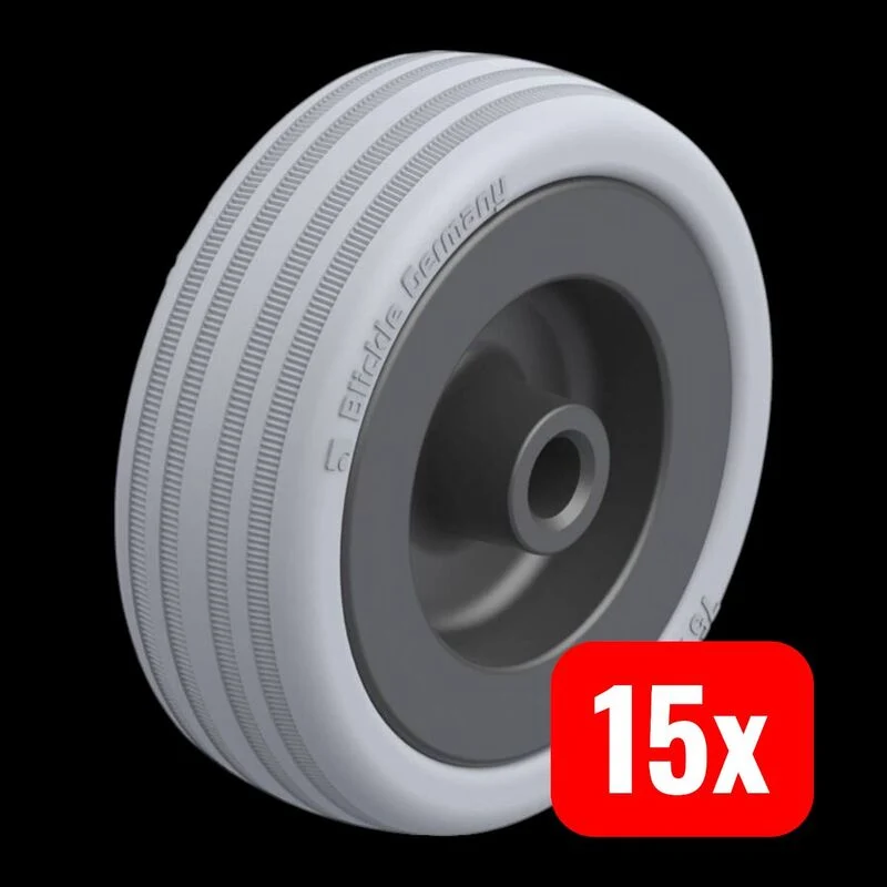 15x B-Ware Blickle Kunststoff-Rad Rad-Durchmesser 75mm Tragfähigkeit 60kg grau 1 Stück