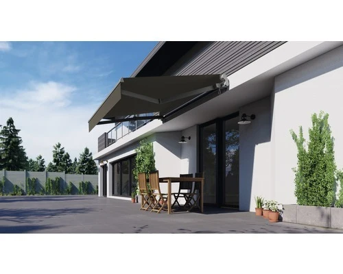 B-Ware Gelenkarmmarkise 3,5x2,5m Grau Polyester UV-beständig für Balkon Terrasse