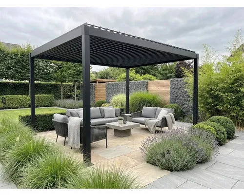C-Ware Mirador Pergola Gartenpavillon Stahl-Pergola anthrazit 300x400cm Lamellendach