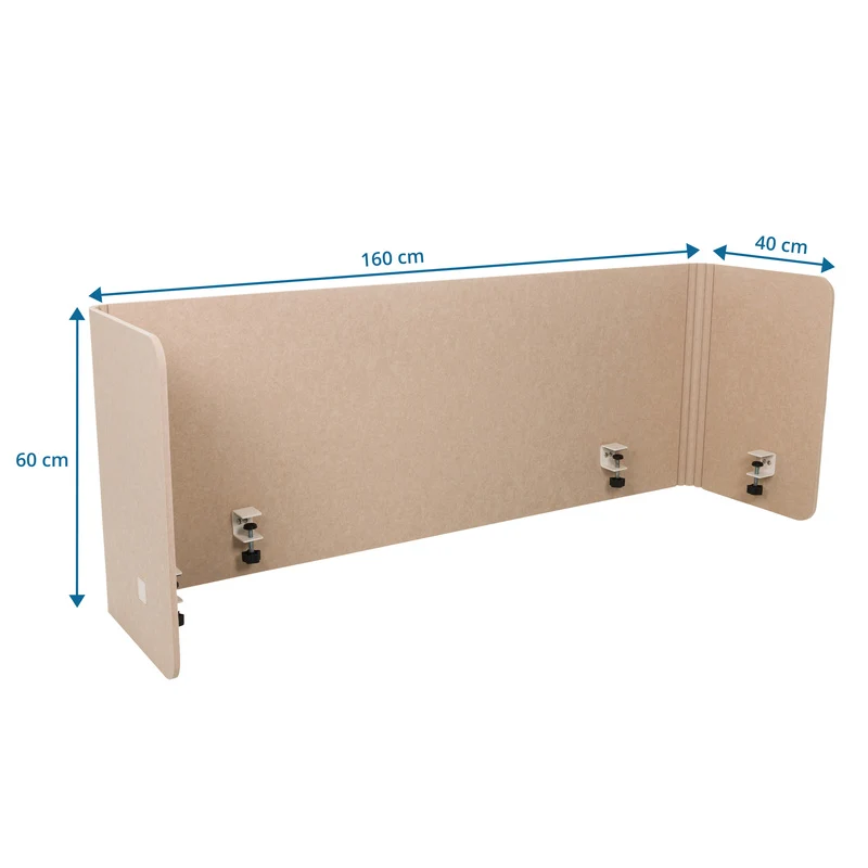 B-Ware hjh OFFICE Tischtrennwand Akustikpanel FLEXMIUT Sichtschutz PET beige Trennwand