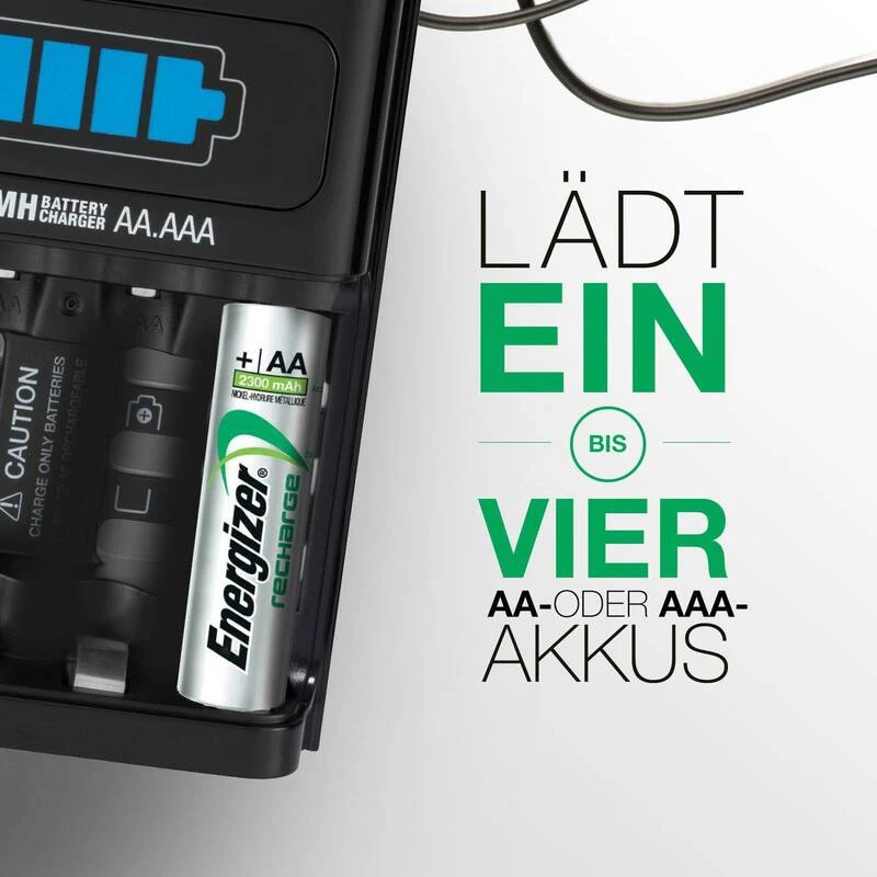 B-Ware Energizer Rundzellen-Ladegerät Batterie-Ladegerät Laden NiMH Micro AAA Mignon AA