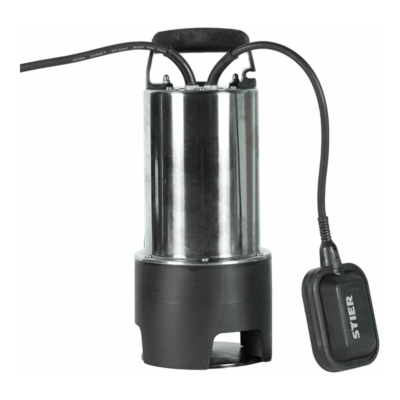 B-Ware STIER Tauchpumpe Edelstahl Schmutzwasserpumpe ESTW-1100 1100W 15500l/h grau 11m