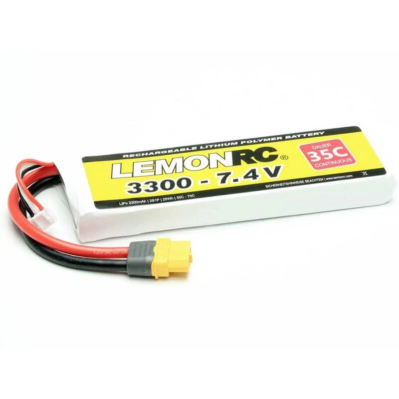 B-Ware LemonRC Modellbau-Akkupack LiPo 7.4V 3300mAh 35C Softcase XT60 für RC Modelle