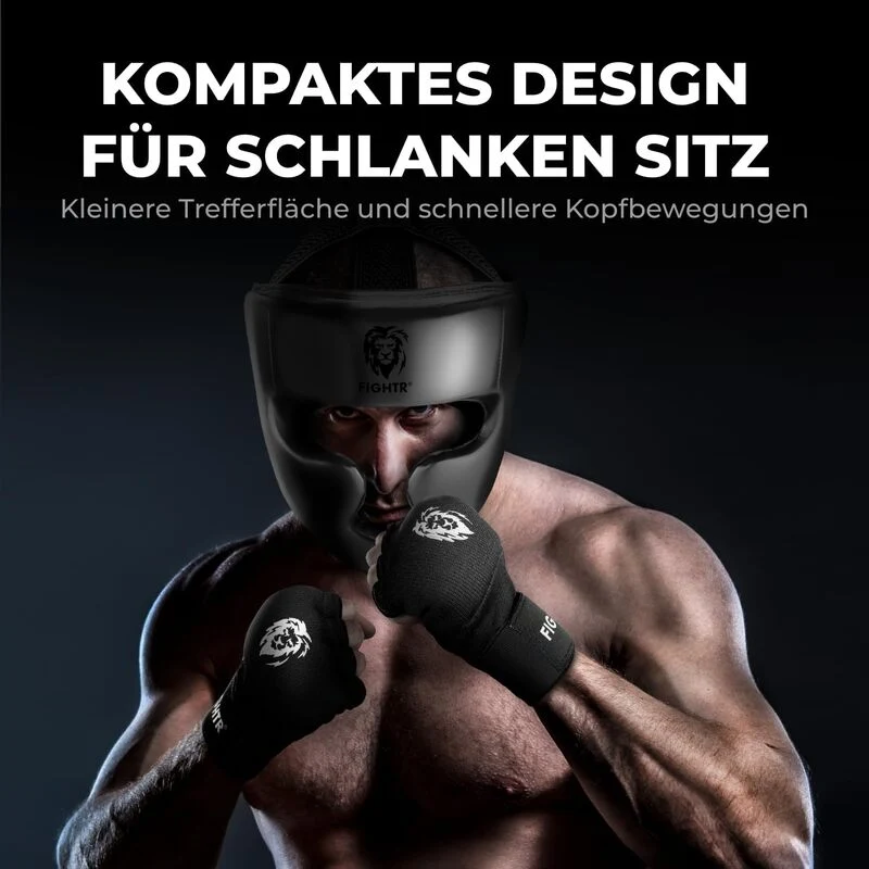 B-Ware FIGHTR MMA Kopfschutz Core All Black XL verstellbar für Boxen und Sparring 78cm