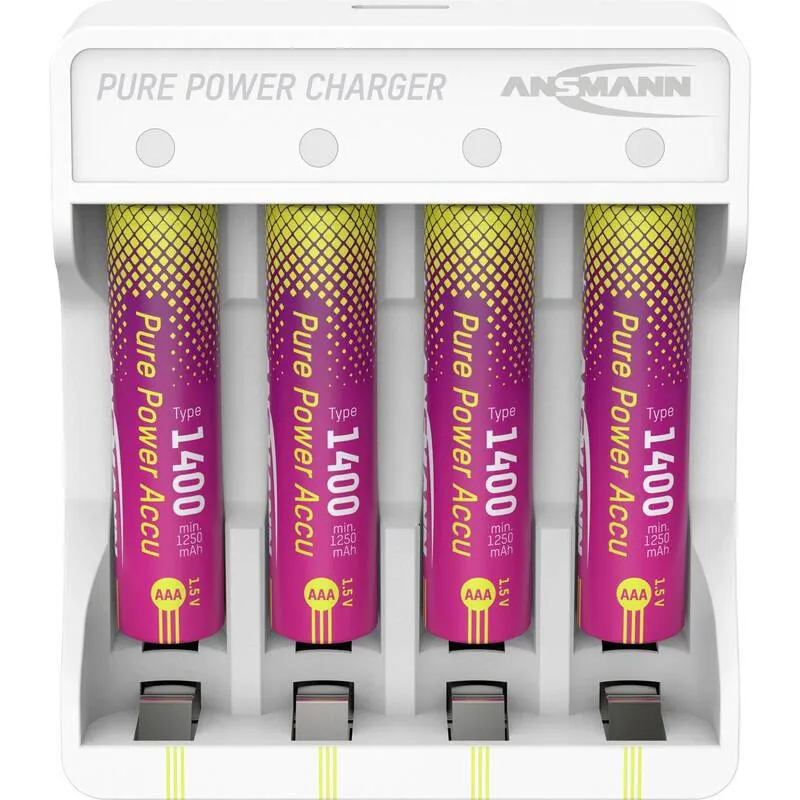 B-Ware Ansmann Micro AAA Akku Pure Power Set 4× 1250 mAh Li-Ion Lademodul USB-C