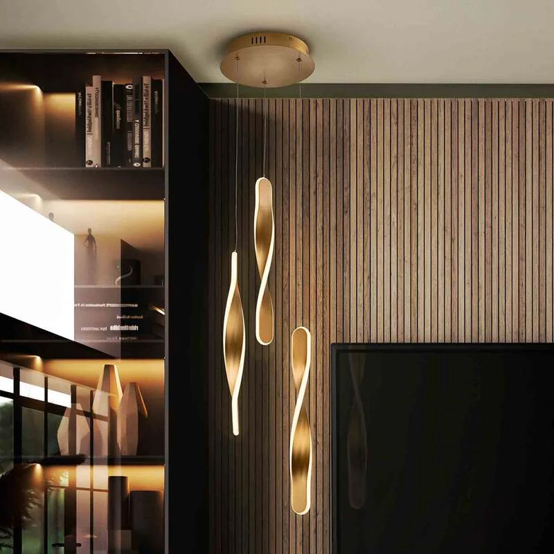B-Ware Schuller Valencia Hängeleuchte Pendelleuchte LED Twist gold Aluminium Acryl Meta