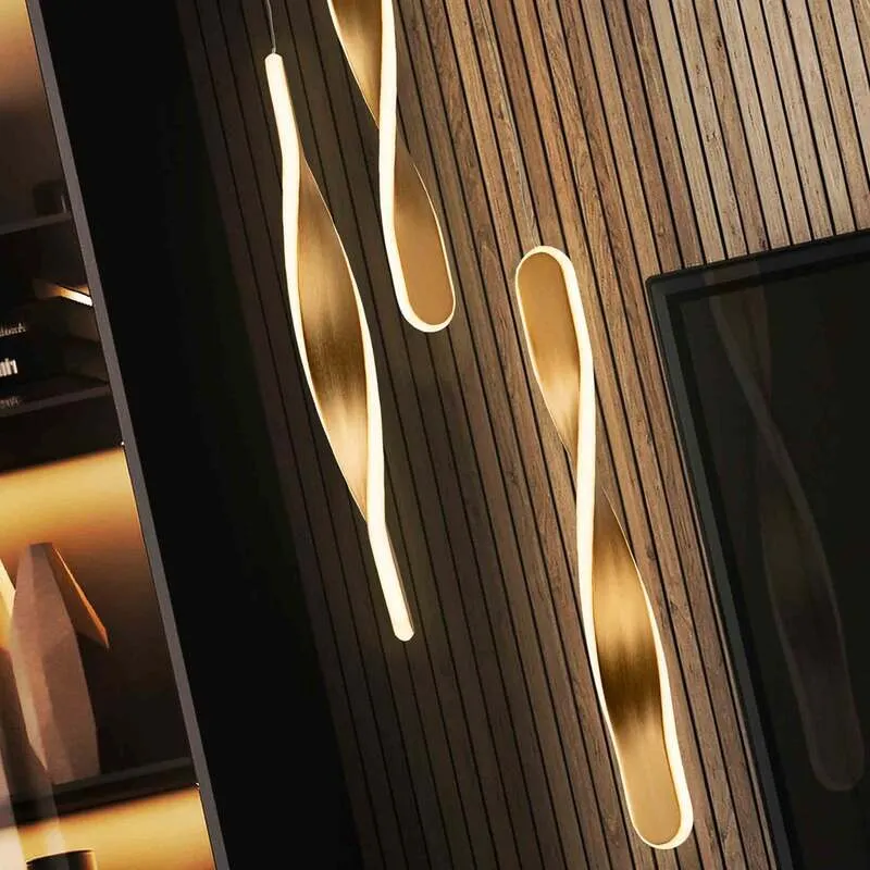 B-Ware Schuller Valencia Hängeleuchte Pendelleuchte LED Twist gold Aluminium Acryl Meta