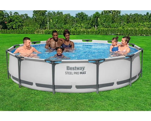 B-Ware Bestway Aufstellpool Framepool rund Ø366x76cm mit Filteranlage und Abdeckplane