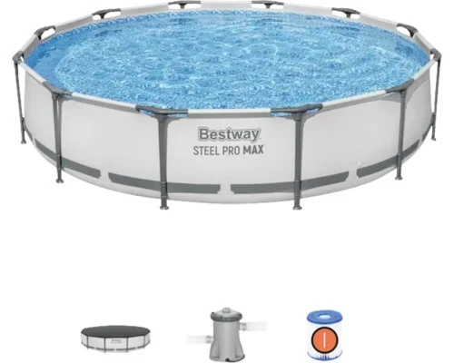 B-Ware Bestway Aufstellpool Framepool rund Ø366x76cm mit Filteranlage und Abdeckplane