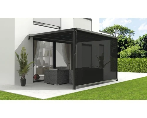 B-Ware Senkrechtmarkise Vertikalmarkise Sonnenschutz graphitschwarz 294 x 394 cm438