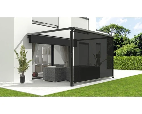 B-Ware Senkrechtmarkise Vertikalmarkise Sonnenschutz graphitschwarz 294 x 394 cm438