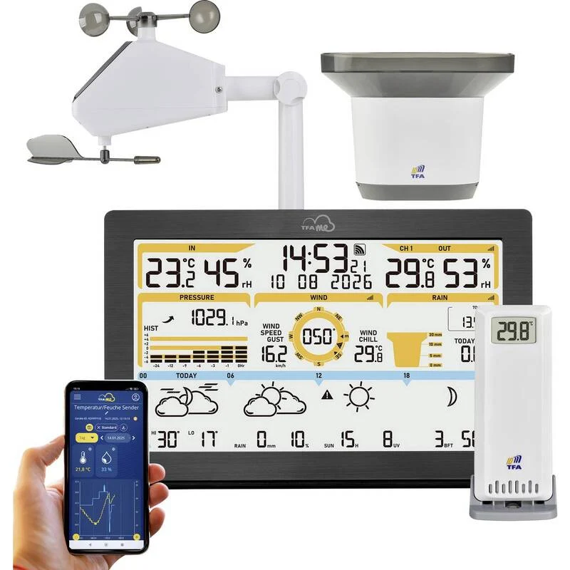 B-Ware TFA Dostmann WLAN-Wetterstation TFA.me ID-05 Wettervorhersage 4 Tage schwarz