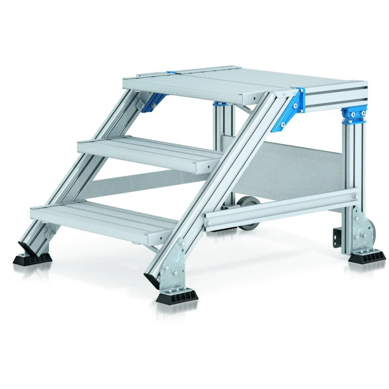 B-Ware Zarges Treppenpodest Arbeitspodest fahrbar Plattform 4 Stufen mobil 60 cm 0,99 m