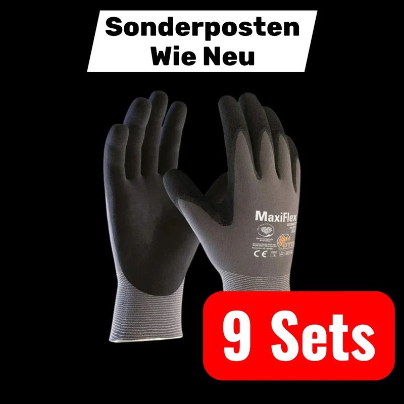 B-Ware ATG Handschuhe Schutzhandschuhe Arbeitshandschuhe grau schwarz Nitril Gr 8 9 SET