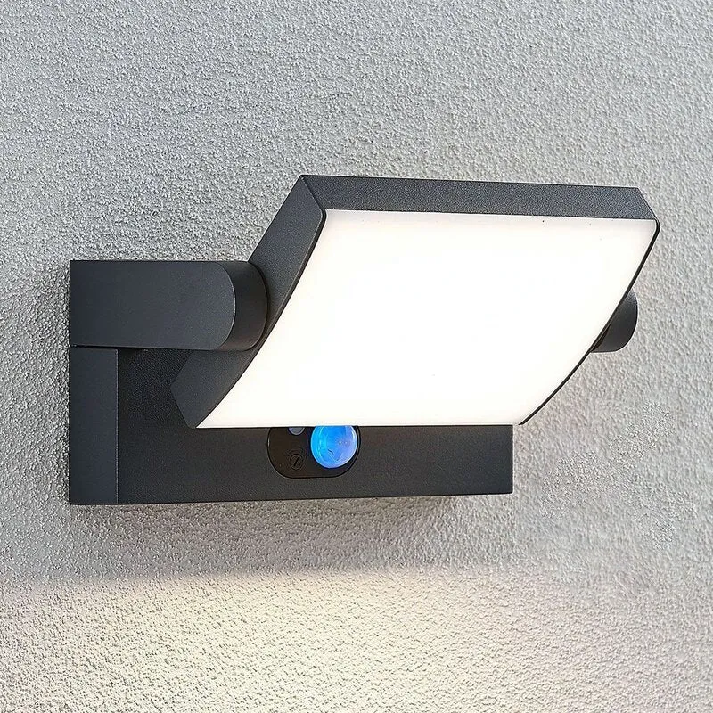 B-Ware Lindby Außenlampe Außenwandleuchte LED Solarleuchte Sherin Sensor dunkelgrau