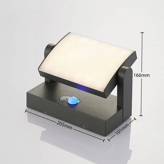 B-Ware Lindby Außenlampe Außenwandleuchte LED Solarleuchte Sherin Sensor dunkelgrau