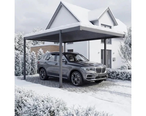 B-Ware Konsta Einzelcarport Flachdach Stahlplatten anthrazit 300x500cm 8x8cm