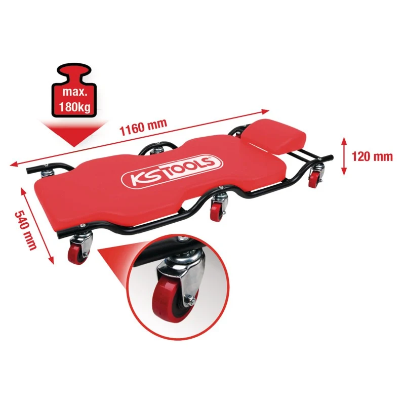 KS Tools Fahrbare Liege, 1.160 x 540 mm – 1160 mm