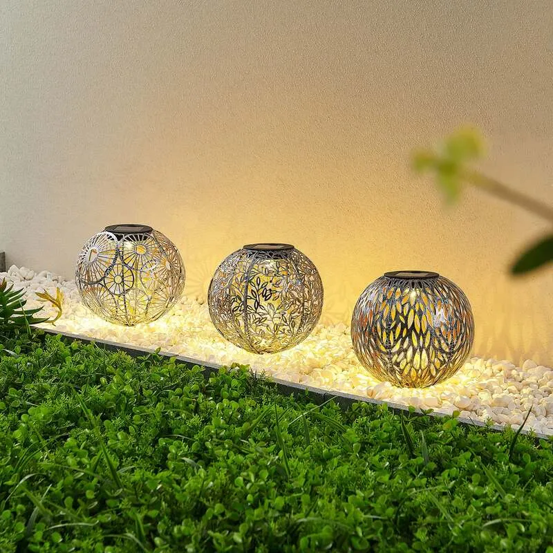 B-Ware Lindby Gartenleuchte Solarleuchte Vilani LED 3er Set warmweiß IP44 54cm silber