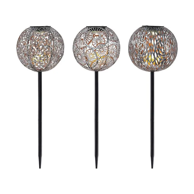 B-Ware Lindby Gartenleuchte Solarleuchte Vilani LED 3er Set warmweiß IP44 54cm silber