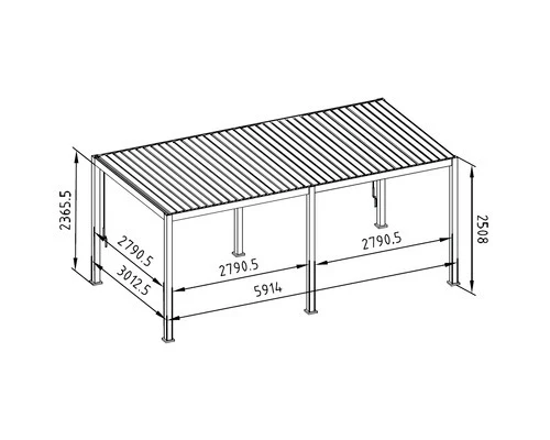 B-Ware Mirador Pergola 3x6 m Lamellendach mit 11x11 cm Pfosten aus Metall