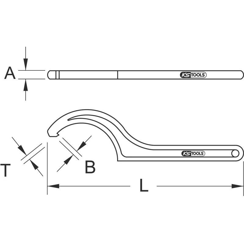 B-Ware KS Tools 5171474 fester Hakenschlüssel Schlüssel Kreuzlochmuttern 25 28 mm
