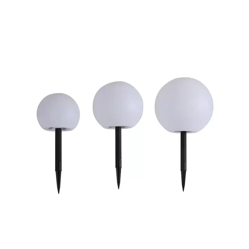 B-Ware Lindby Solarlampen Gartenleuchten LED Kugeln Erdspieß Set weiß Lago