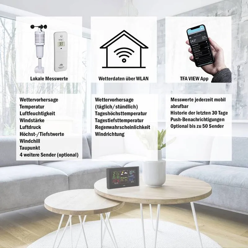 B-Ware TFA Dostmann VIEW BREEZE 35.8001.01 WLAN-Wetterstation Vorhersage 12 bis 24 h