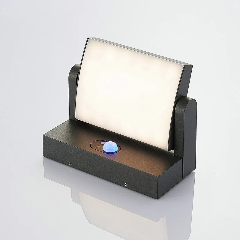 B-Ware Lindby Außenlampe Außenwandleuchte LED Solarleuchte Sherin Sensor dunkelgrau