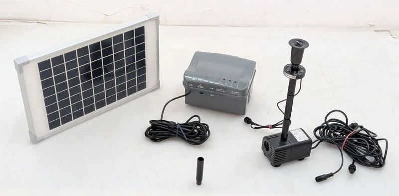 B-Ware Esotec Solar-Pumpenset Napoli mit Beleuchtung 750l/h 2m Förderhöhe Akkuspeicher