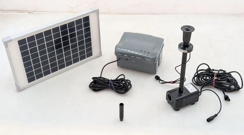 B-Ware Esotec Solar-Pumpenset Napoli mit Beleuchtung 750l/h 2m Förderhöhe Akkuspeicher