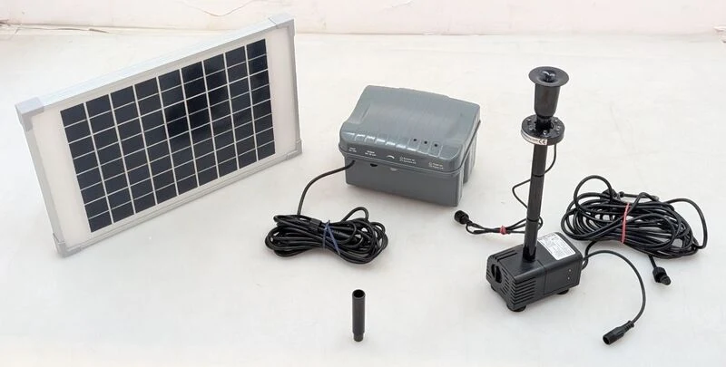 B-Ware Esotec Solar-Pumpenset Napoli mit Beleuchtung 750l/h 2m Förderhöhe Akkuspeicher