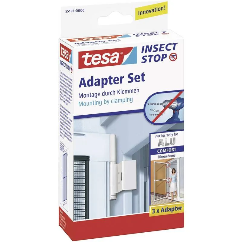 B-Ware Tesa Fliegengitter Adapter-Set für Alu-Rahmen Comfort, Weiß, 3er Set