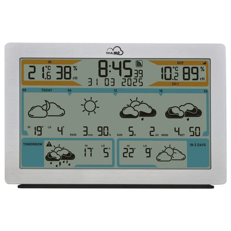 B-Ware TFA WLAN Wetterstation ID-02 35.8 Silber digital 6 Tage Vorhersage 5 Sensoren