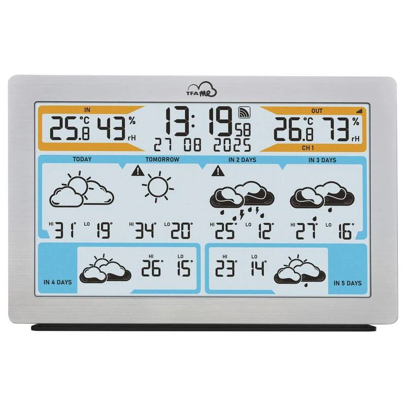 B-Ware TFA WLAN Wetterstation ID-02 35.8 Silber digital 6 Tage Vorhersage 5 Sensoren
