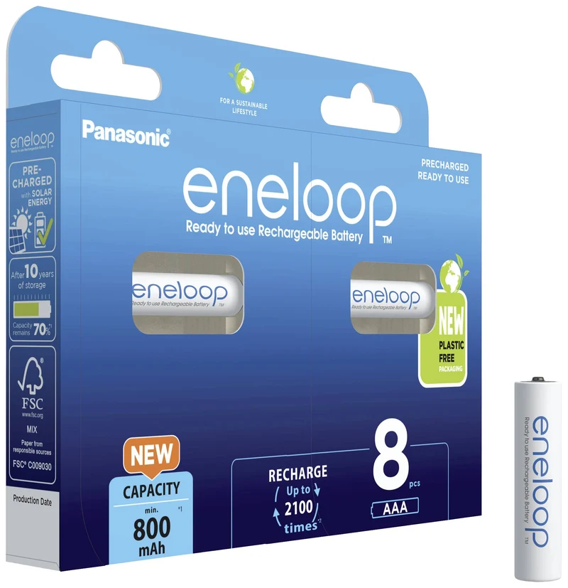 B-Ware Panasonic eneloop HR03 Micro AAA-Akku Batterie AAA Akku NiMH 800 mAh 10 SETS