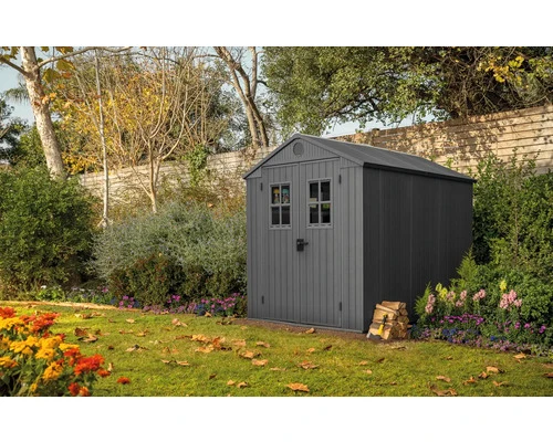 B-Ware Keter Gartenhaus Gerätehaus Darwin 6x8 granitgrau mit Fußboden und Doppeltür