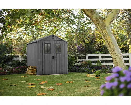 B-Ware Keter Gartenhaus Gerätehaus Darwin 6x8 granitgrau mit Fußboden und Doppeltür