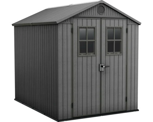 B-Ware Keter Gartenhaus Gerätehaus Darwin 6x8 granitgrau mit Fußboden und Doppeltür