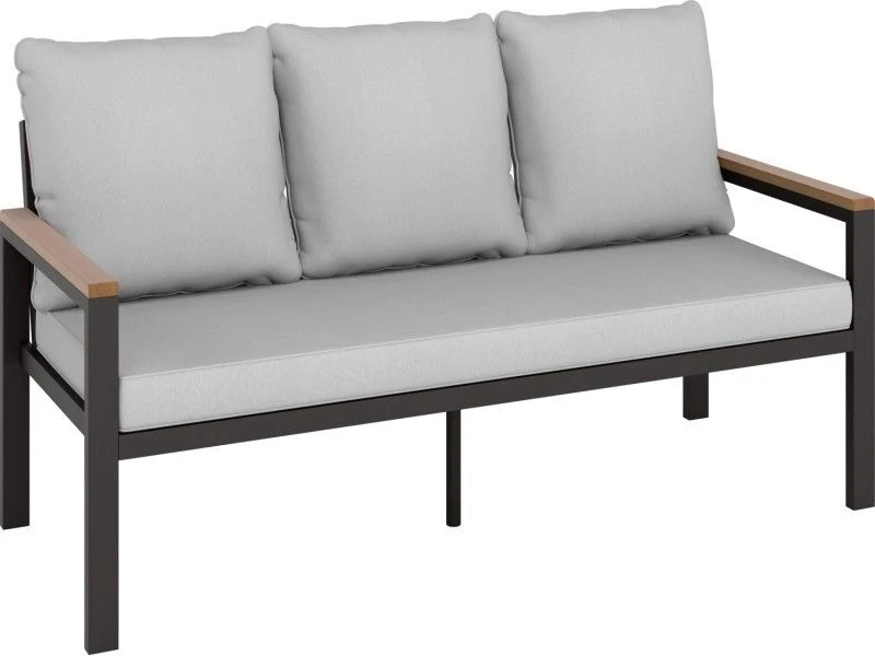 B-Ware Esstischgruppe Invermay 4-teilig Tischgruppe Aluminium Akazienholz grau 43cm
