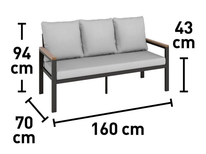 B-Ware Esstischgruppe Invermay 4-teilig Tischgruppe Aluminium Akazienholz grau 43cm