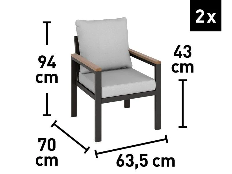 B-Ware Esstischgruppe Invermay 4-teilig Tischgruppe Aluminium Akazienholz grau 43cm