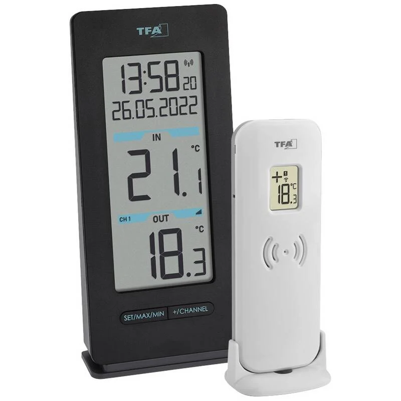 B-Ware TFA Dostmann Funk-Thermometer Buddy digital Temperaturmessgerät schwarz 100m
